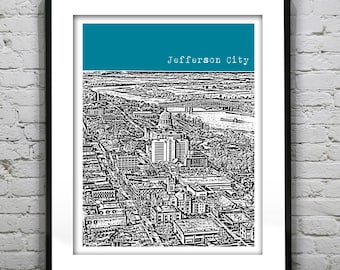 Jefferson City Missouri Poster Art Print City Skyline MO