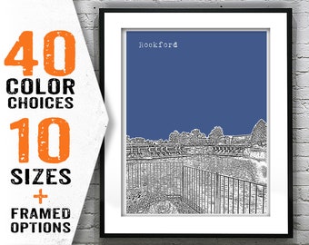 Rockford Michigan Skyline Art Print Poster MI