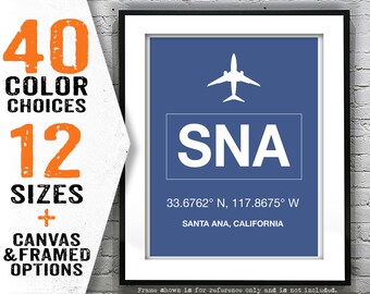 SNA Santa Ana Los Angeles John Wayne International Airport Aviation Poster Art Print California Item T4723