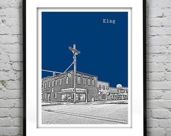 King North Carolina Poster Skyline Poster Art Print NC Version 1