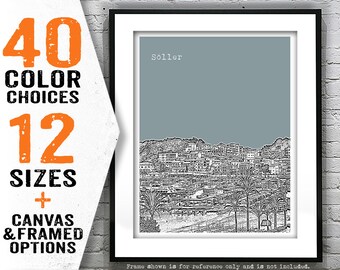 Soller Mallorca Spain Poster Art Print Skyline Item T4735