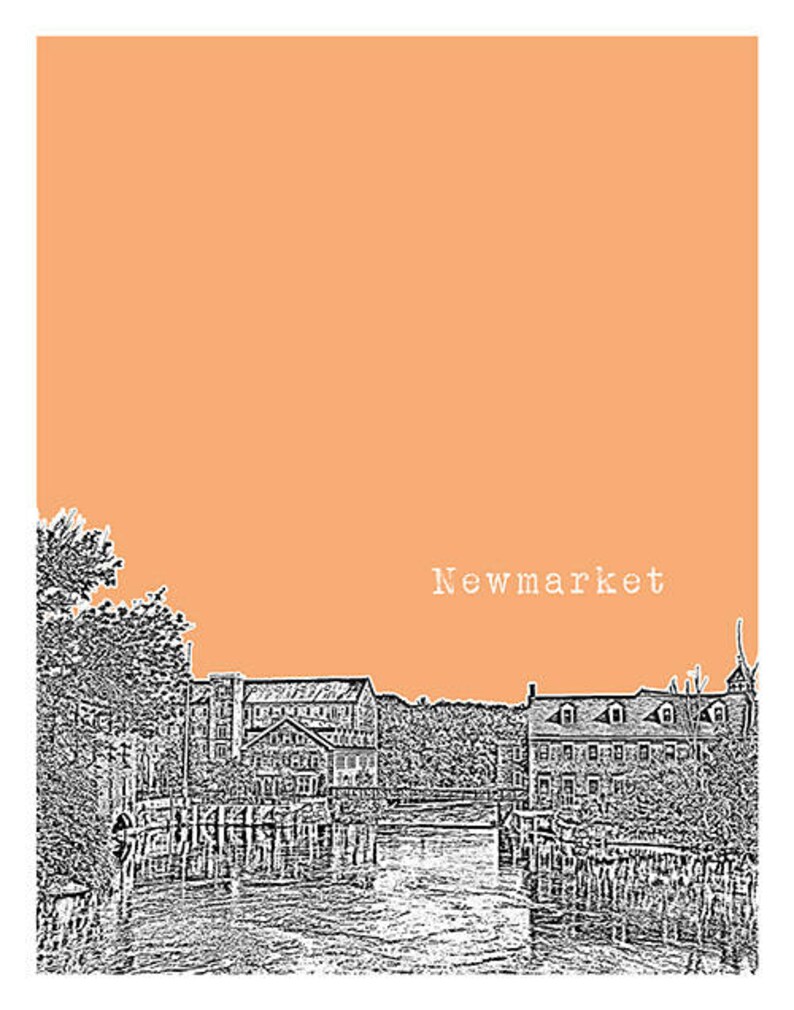 Newmarket New Hampshire Poster Print Art Skyline NH Item T1011 Etsy