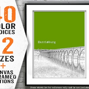 Harrisburg PA Bridge Poster Print Art Pennsylvania Skyline Item T4453