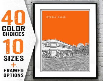Myrtle Beach South Carolina City Skyline Poster Art Print  Item T1942