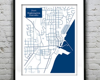 Port Washington Wisconsin Blueprint Map Poster Art Print Several Sizes Available Item T1079