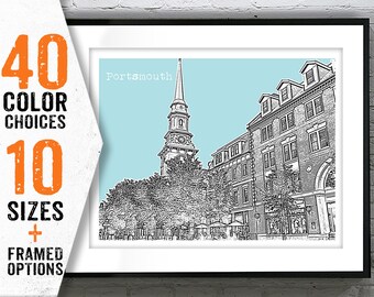 Portsmouth New Hampshire Poster Print Art Skyline NH Landscape Item T4227