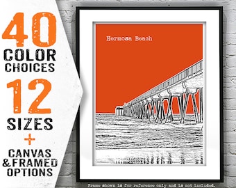 Hermosa Beach California Skyline Poster Art Print CA Item T4943