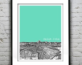 Saint John New Brunswick Skyline Poster Art Print Canada