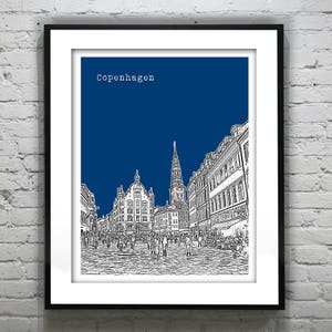Copenhagen Denmark City Skyline Poster Art Print Item T3056