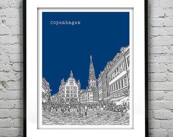 Copenhagen Denmark City Skyline Poster Art Print Item T3056