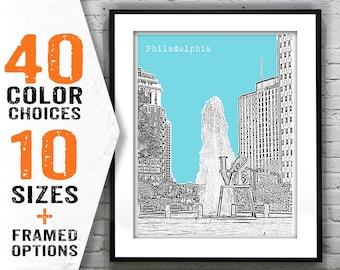 Philadelphia Skyline Poster Art Print Pennsylvania PA Love Sculpture Item T1508