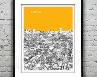 Boston MA City Skyline Poster Art Print Massachusetts Item T5088