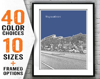 Waynesboro Georgia Poster Skyline Art Print Item T2050
