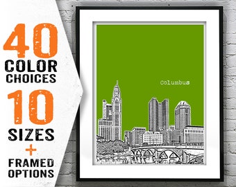 Columbus Poster Print Art Ohio Skyline OH Item T1704