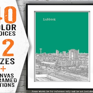 Lubbock Skyline Art Print Poster Texas TX Item T4008