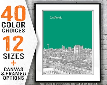 Lubbock Skyline Art Print Poster Texas TX Item T4008