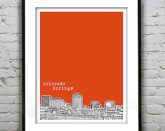 Colorado Springs CO City Skyline Colorado Poster Art Print Item T2365