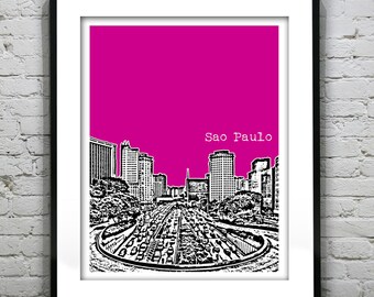 Sao Paulo Brazil Poster Print Skyline Art South America Version 2