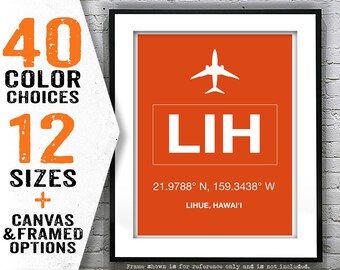 LIU Lihue Hawaii Airport Aviation Poster Art Print Item T4302