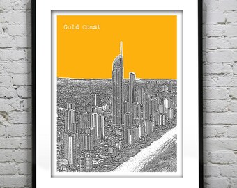 Gold Coast Queensland Australia Skyline Poster Print Art
