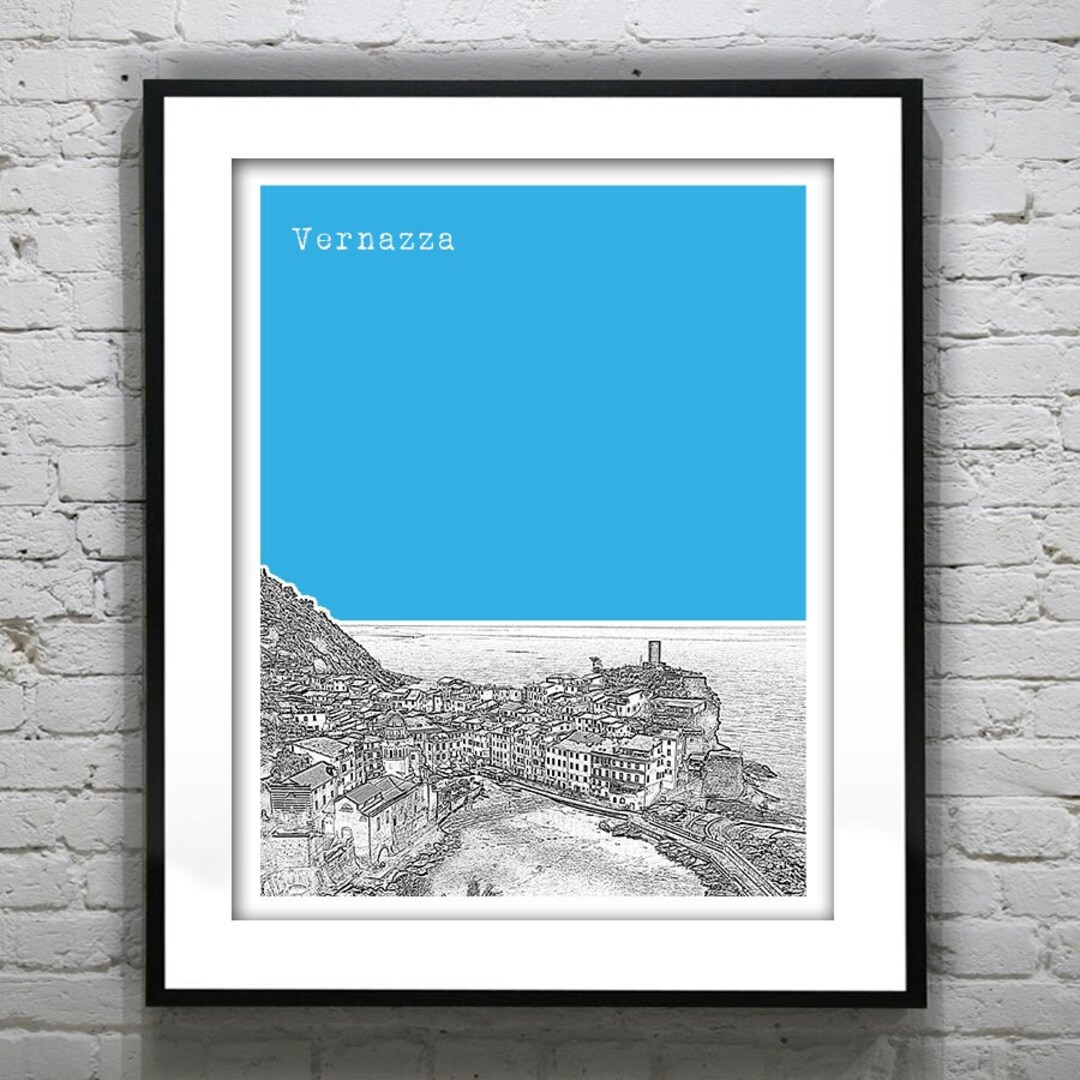 Vernazza Italy City Skyline Poster Art Print Cinque Terre Version 1 - Etsy