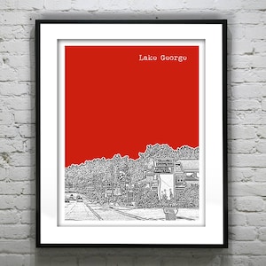 Lake George Skyline Poster Art Print New York NY Item T1067