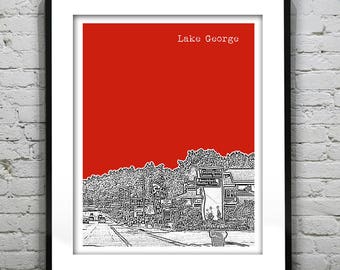 Lake George Skyline Poster Art Print New York NY Item T1067