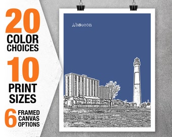 Absecon Skyline Poster Art Print New Jersey NJ Lighthouse Item T5485