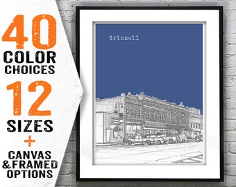 Grinnell Iowa Poster Art Skyline Print IA Item T2733