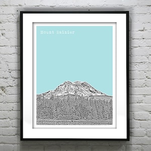 Mount Rainier Washington Art Print Poster WA Mt Rainier