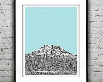 Mount Rainier Washington Art Print Poster WA Mt Rainier
