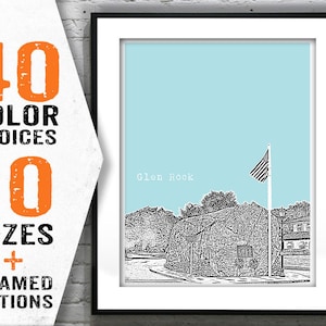 Glen Rock New Jersey Skyline Poster Print Art NJ Item S5066
