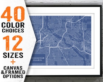 Minneapolis Minnesota Blueprint Map Poster Art Print Item T2959
