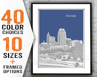 Raleigh Skyline Poster Art Print North Carolina NC Item T1412