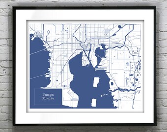 Tampa Florida Blueprint Map Poster Art Print - Several Sizes Available Item T1104