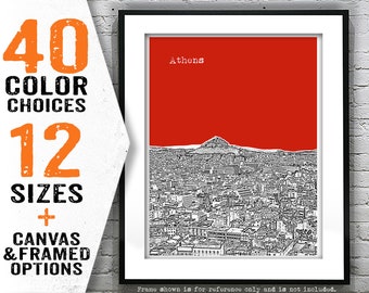 Athens Greece City Skyline Poster Art Print Item T5190