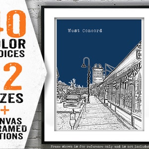 West Concord Skyline Poster Art Print Massachusetts MA Old North Bridge Item T4629