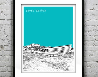 Stone Harbor New Jersey Skyline Poster Print Art NJ Jersey Shore Item T2679
