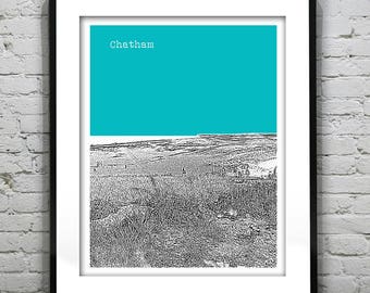 Chatham Cape Cod Skyline Poster Art Print  Massachusetts MA Version 5