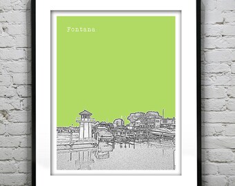 Fontana Wisconsin Poster Print Art Skyline WI Item S5004