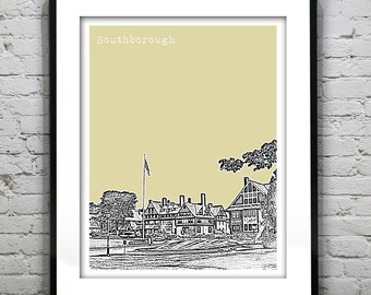 Southborough Massachusetts Skyline Poster Art Print St. Mark's School MA