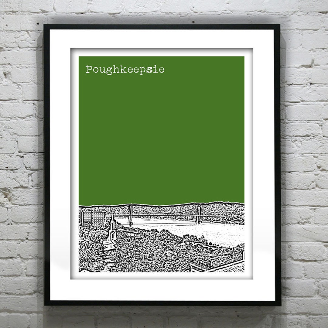 Poughkeepsie New York Poster Print Art NY City Skyline Hudson River ...