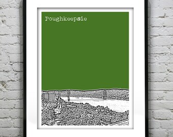 Poughkeepsie New York Poster Print Art NY City Skyline Hudson River Version 2
