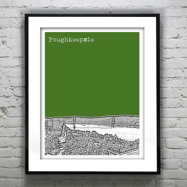 Poughkeepsie New York Poster Print Art NY City Skyline Hudson River Version 2