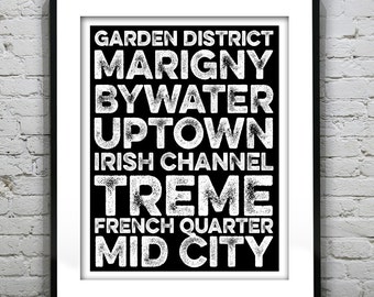 New Orleans Subway Poster Art Print Louisiana LA Irish Channel Bywater Treme Uptown Garden District Item T2947