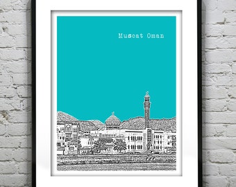 Muscat Oman Skyline Sultan Poster Art Print Version 2