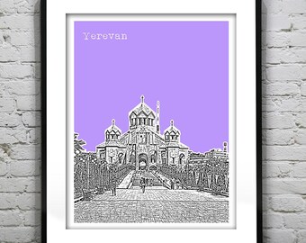 Yerevan Armenia Poster Art Print Skyline Cathedral of Saint Gregory