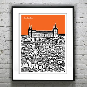 Toledo Spain Poster Alcazar of Toledo Art Print Skyline Item T4163