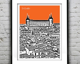Toledo Spain Poster Alcazar of Toledo Art Print Skyline Item T4163