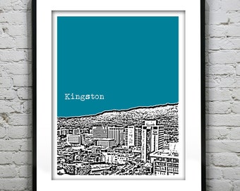 Kingston Jamaica Poster Art Print Skyline Tropical Beach Item T2579